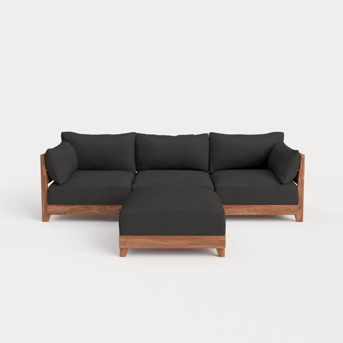 Dwell™ Modular Teak Outdoor Sofa + Ottoman Classic Canvas in Charcoa