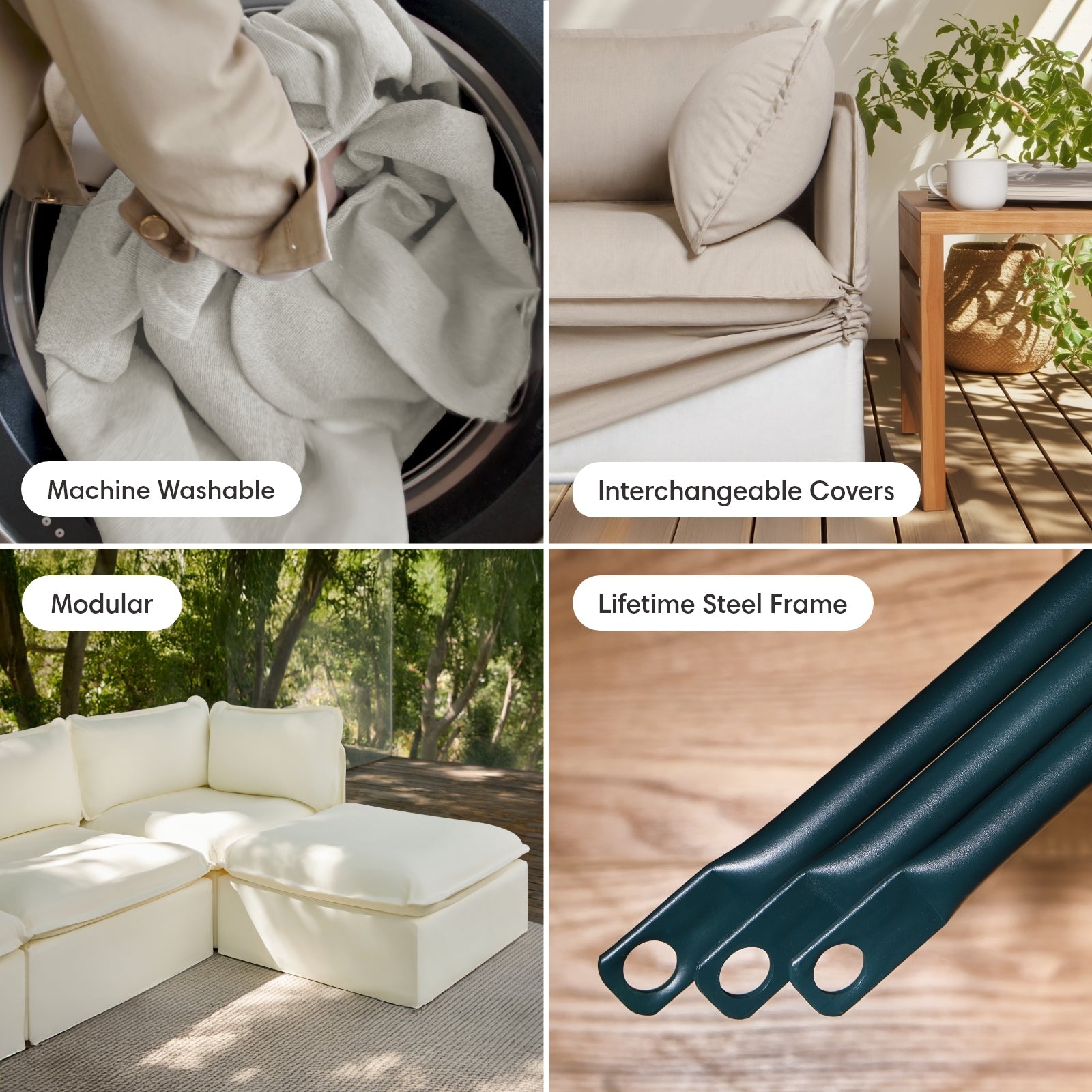 Modular Outdoor Washable 3-Seater U-Sectional | Classic Canvas in