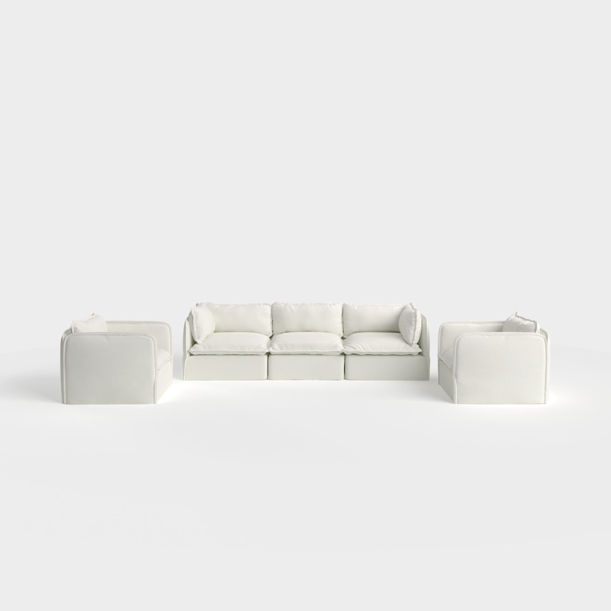 Modular Outdoor Washable 3-Seater Sofa + Armchair Set | Classic Canvas in Cloud