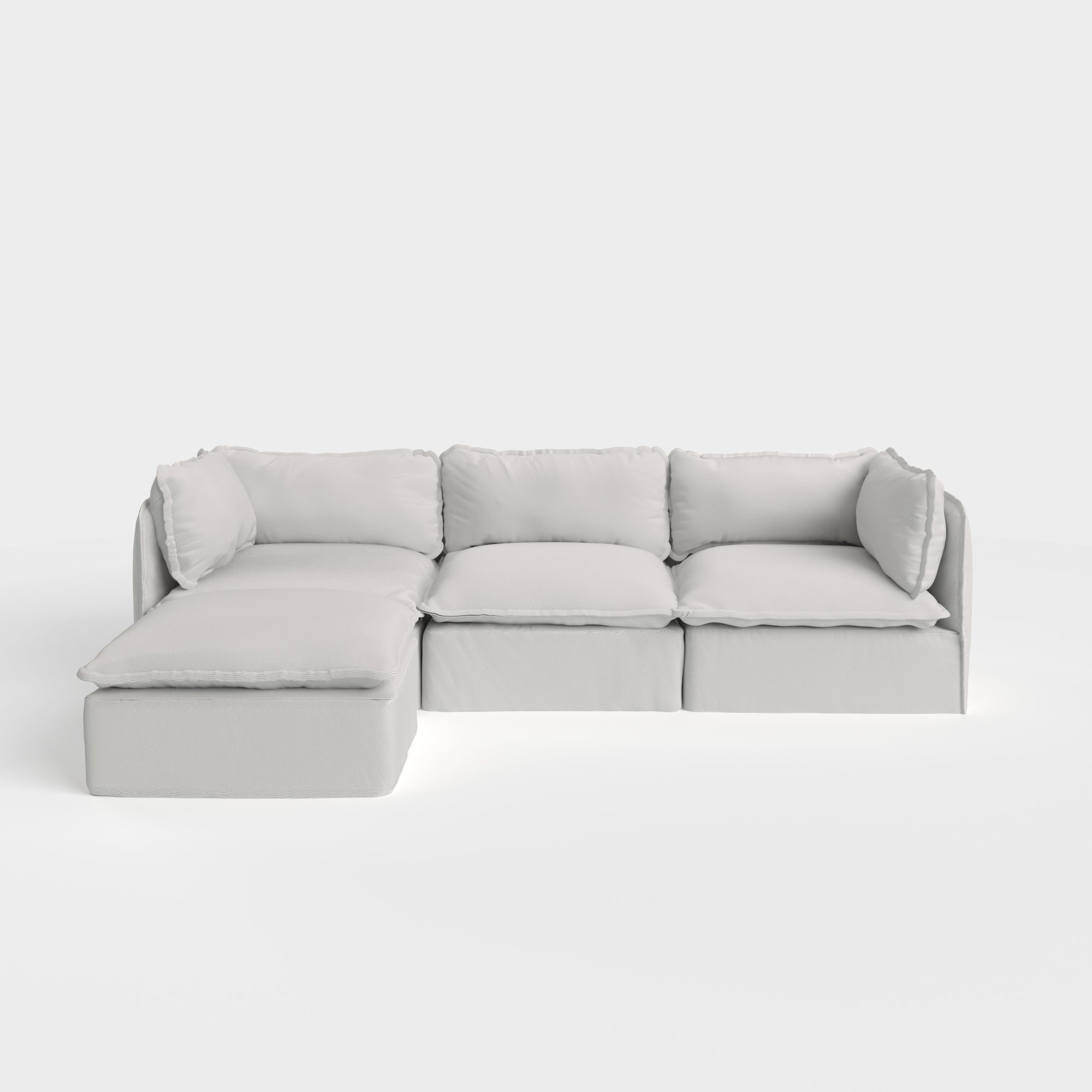 Modular Outdoor Washable 3 Seater Sectional Nano Slubweave in Mist Chicory