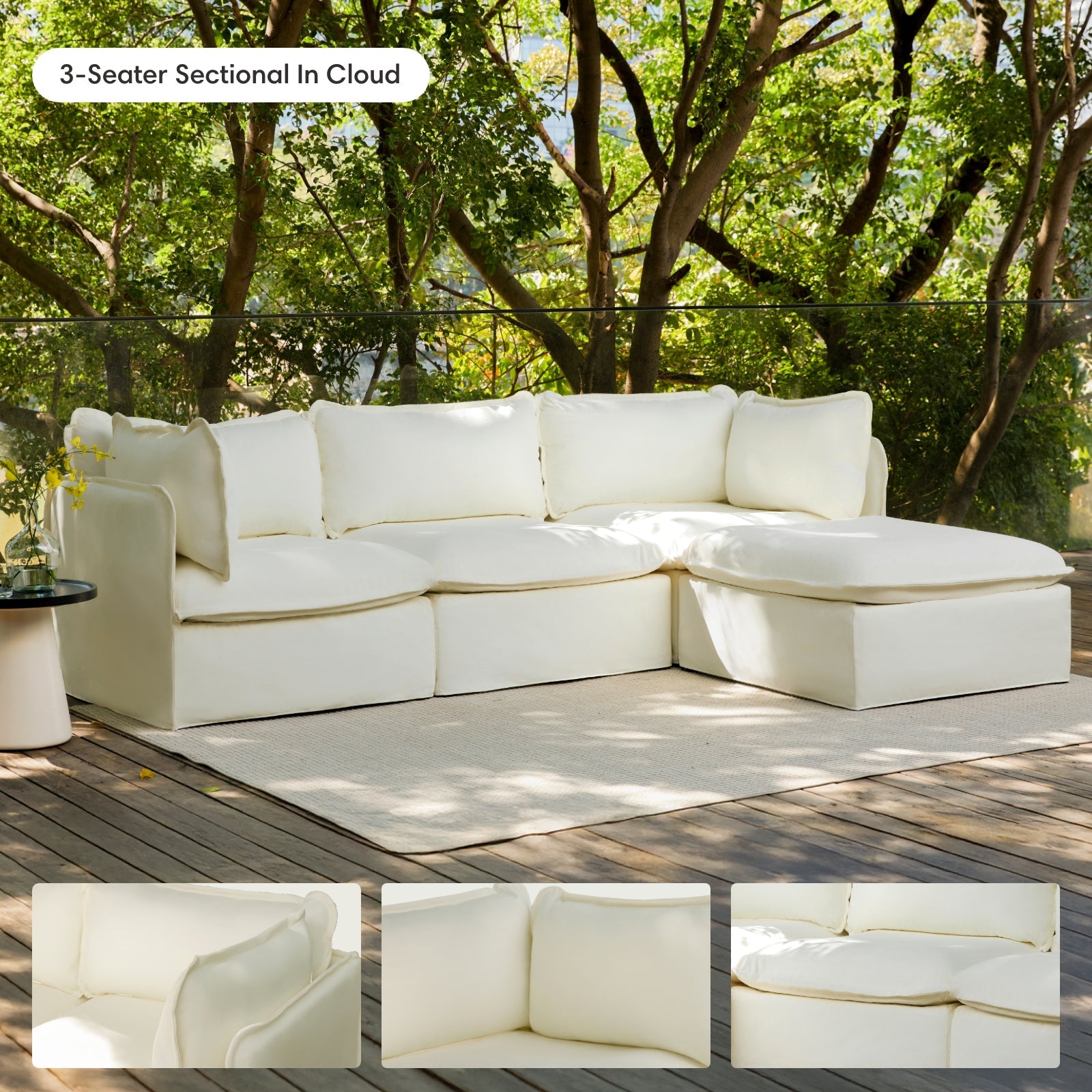 Modular Outdoor Washable 3-Seater Sofa + Armchair Set | Classic