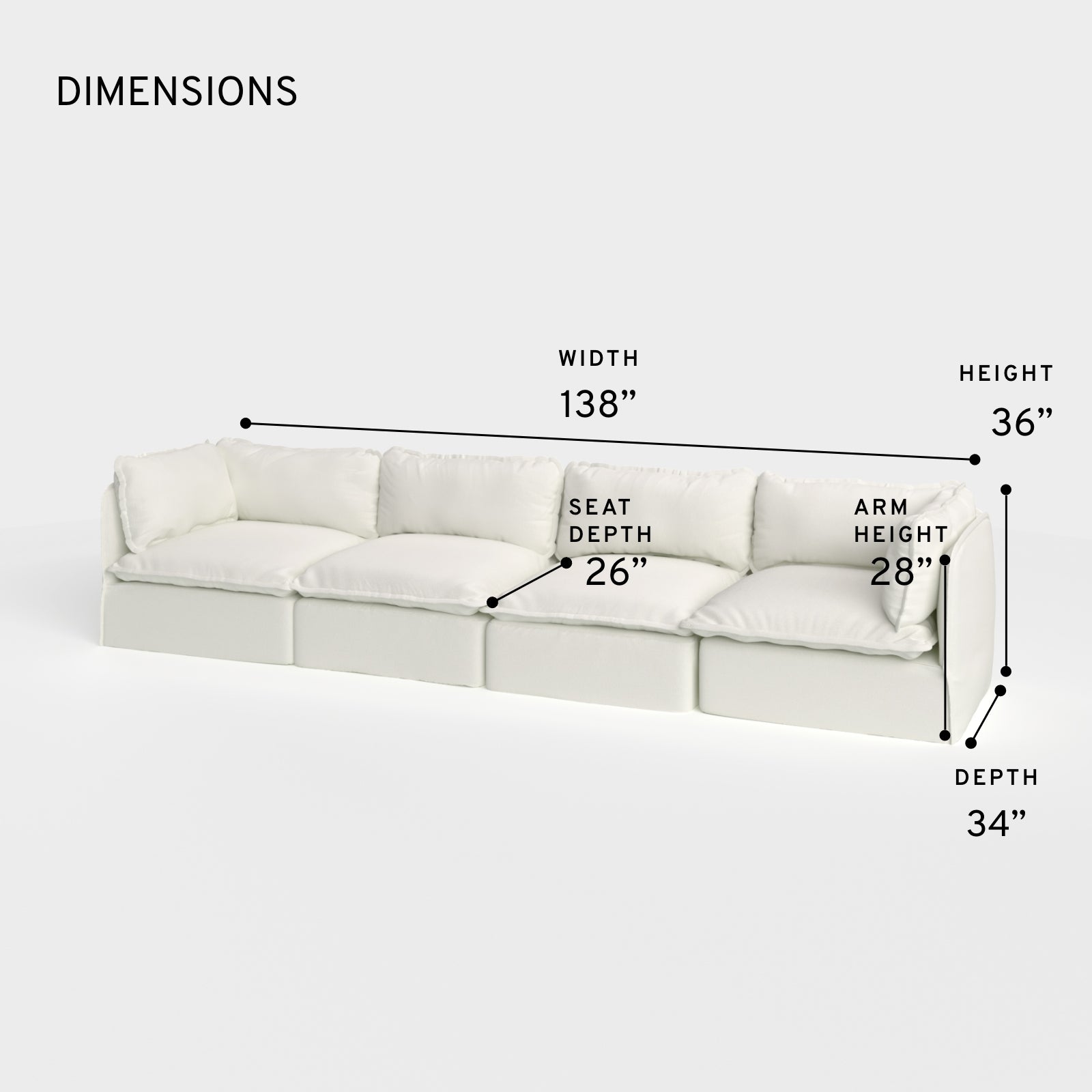 Modular Outdoor Washable 4-Seater | Classic Canvas in Cloud – Chicory