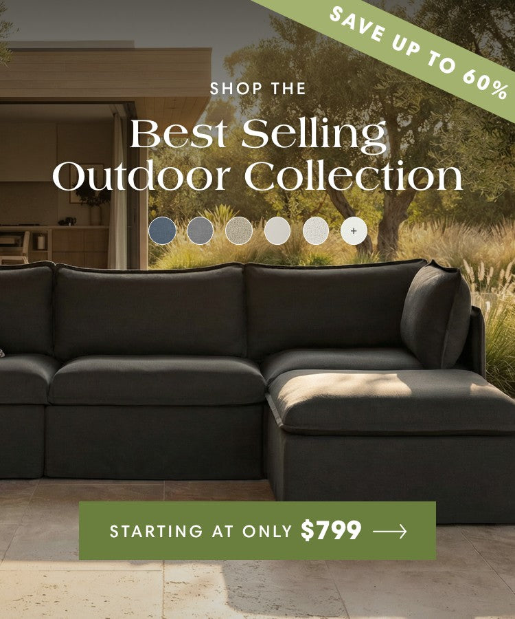 Dwell™ Modular Teak Outdoor 5-Seater L-Sectional with Ottoman +