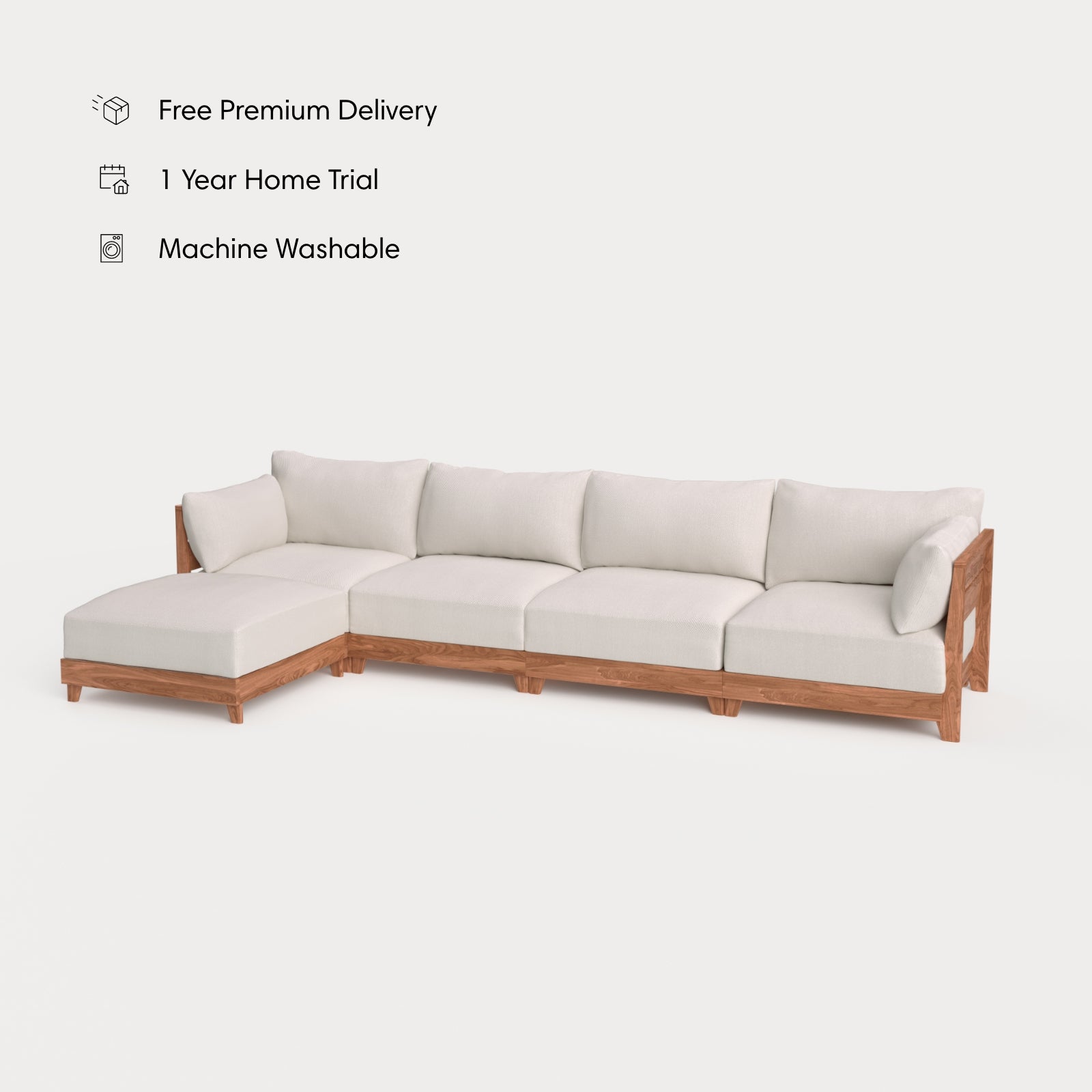Modular Teak Outdoor 4-Seater Sofa Sectional Nano Slubweave in