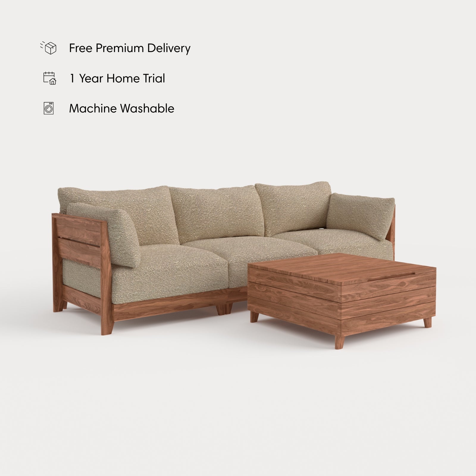 Modular Teak Outdoor Sofa Storage Coffee Table Alfresco Boucle