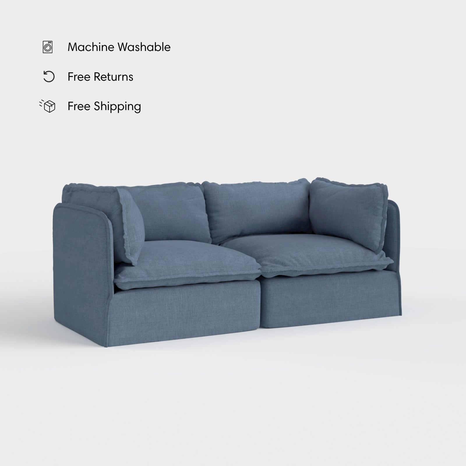 Modular Outdoor Washable 2-Seater | Classic Canvas in Ocean – Chicory