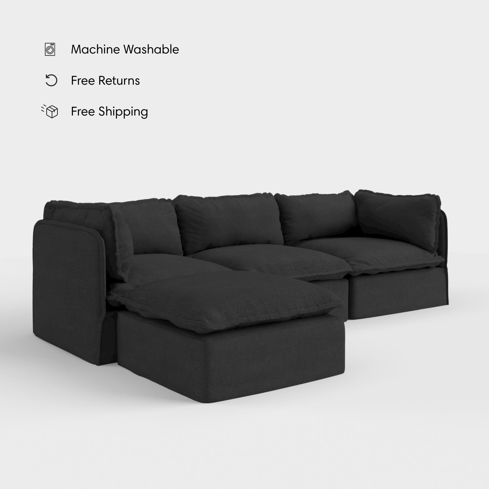 Modular Outdoor Washable 3-Seater Sectional | Classic Canvas in