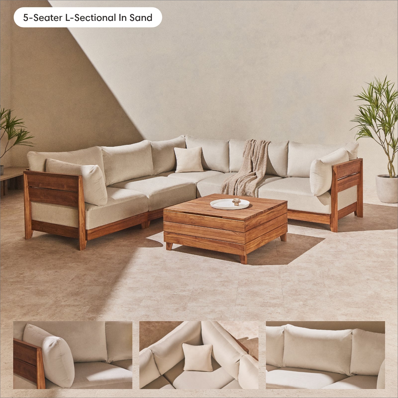Dwell™ Modular Teak Outdoor Sofa Sectional | Classic Canvas in