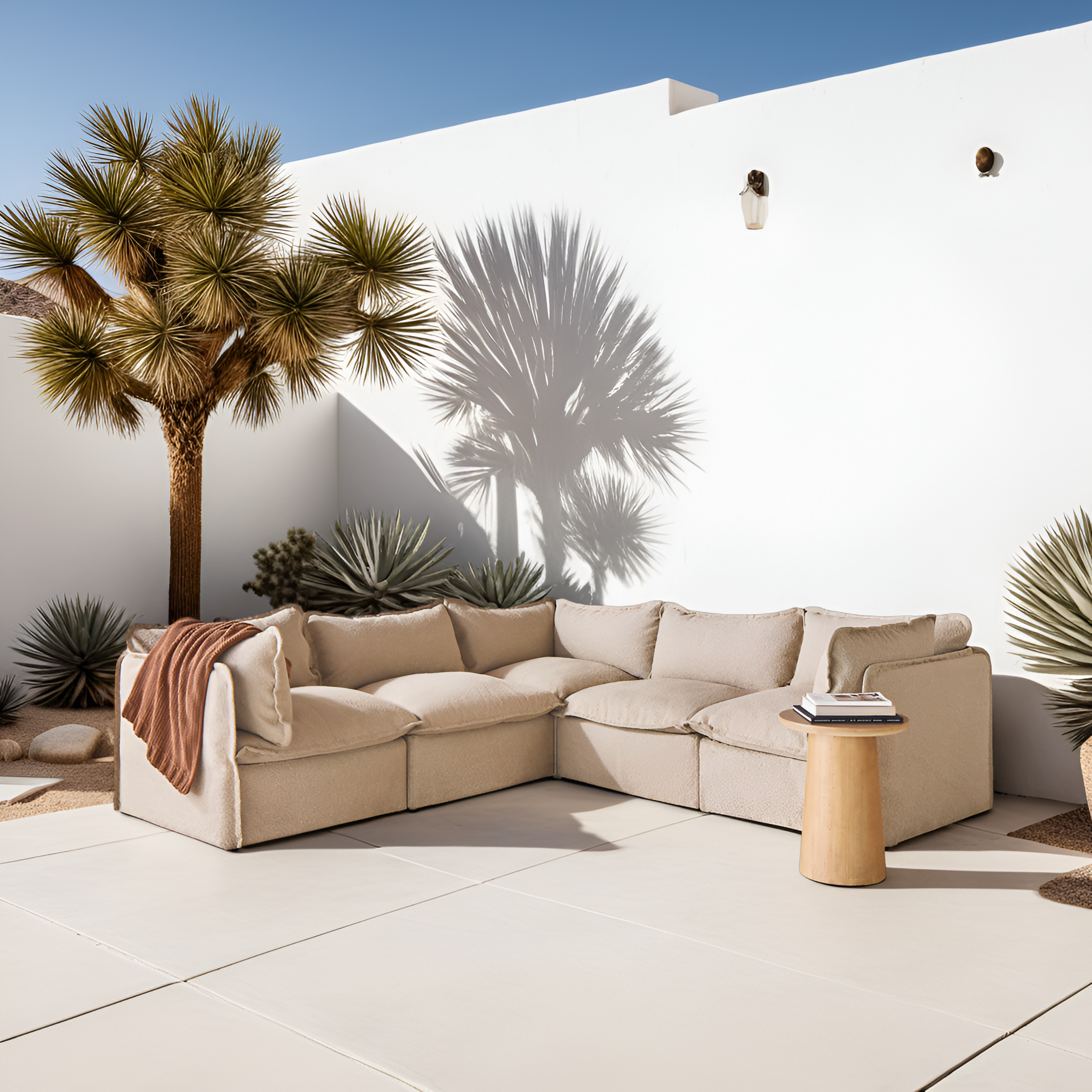 Modular Outdoor Washable 3-Seater | Alfresco Boucle in Cashew