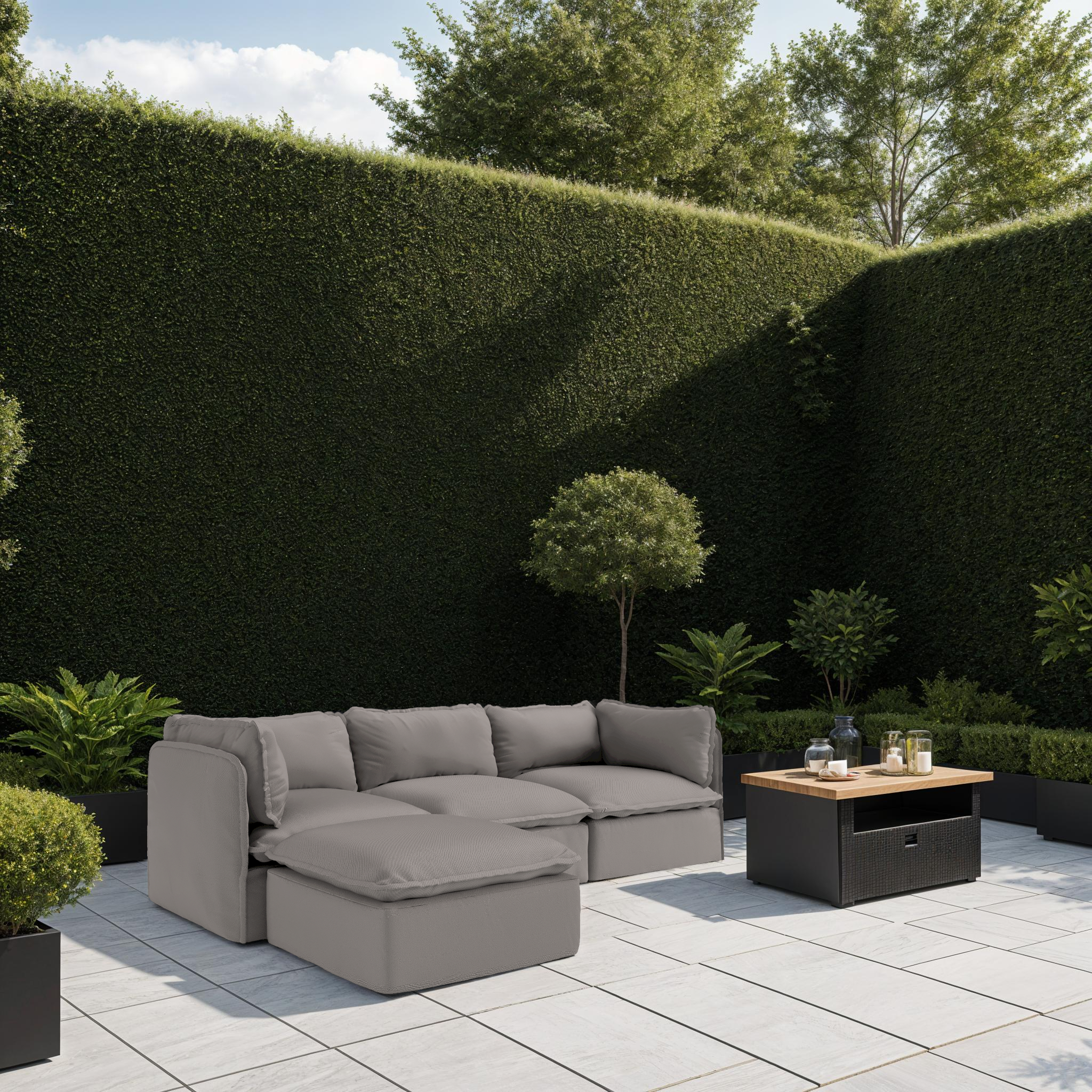 Modular Outdoor Washable 3-Seater + Ottoman | Nano Slubweave in