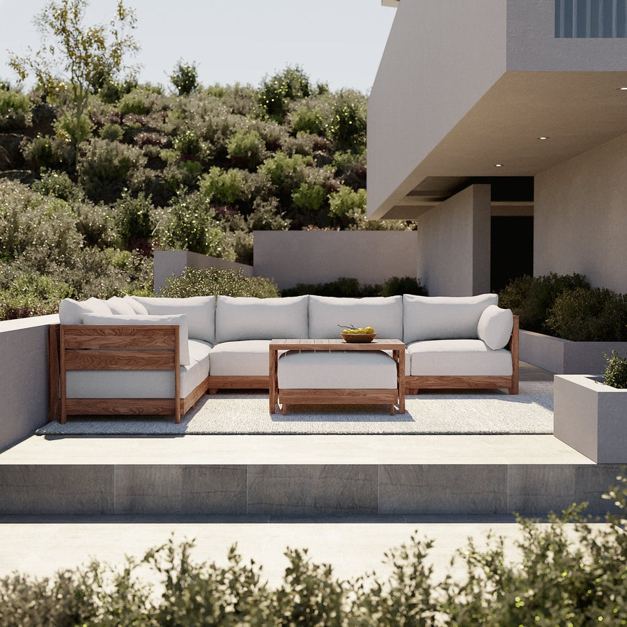 Dwell™ Modular Teak Outdoor Sofa Daybed | Classic Canvas in Cloud