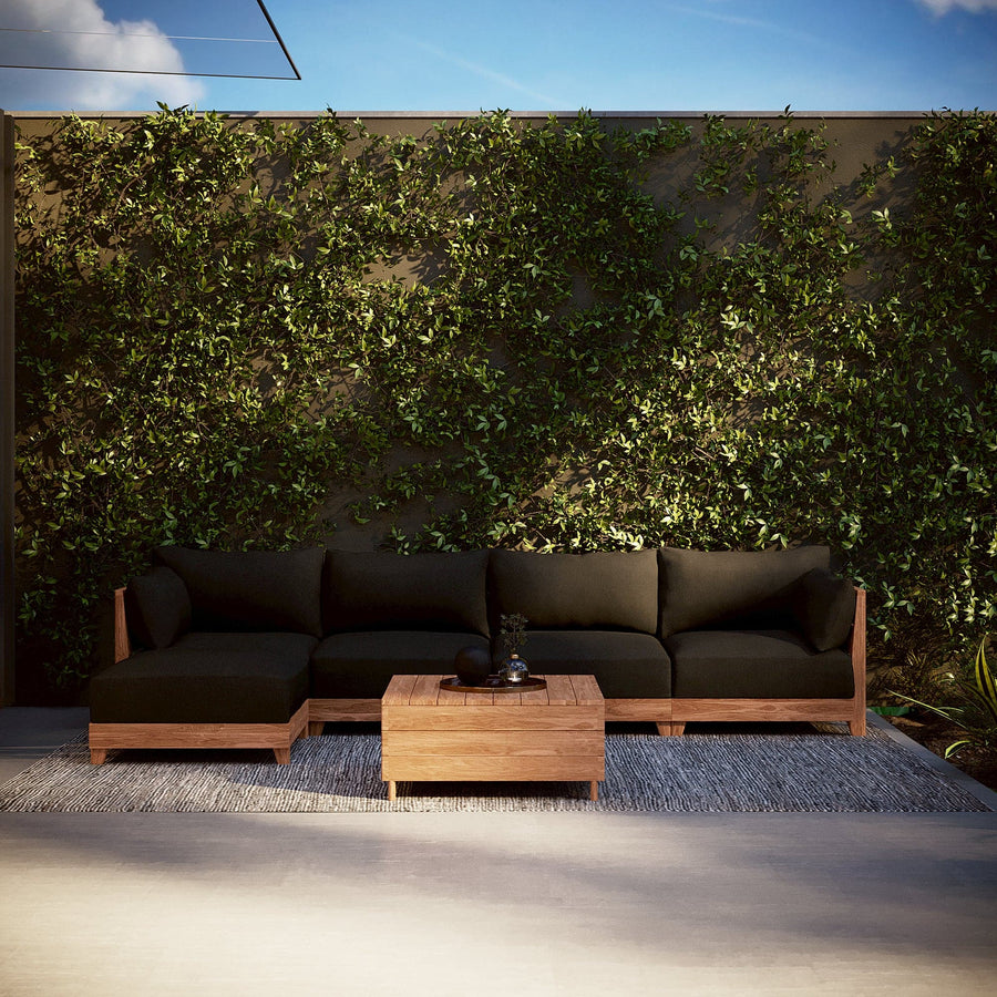 Dwell™ Modular Teak Outdoor Ottoman | Classic Canvas in Charcoal