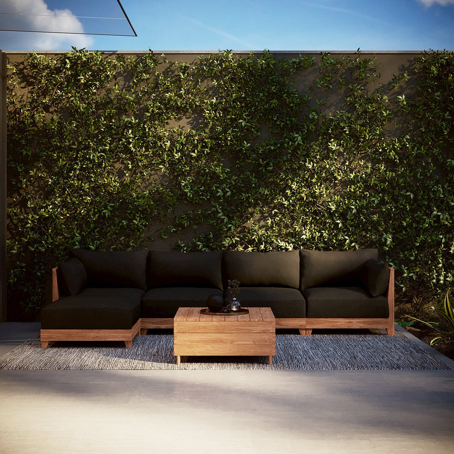 Dwell™ Modular Teak Outdoor Loveseat Sectional | Classic Canvas in Charcoal