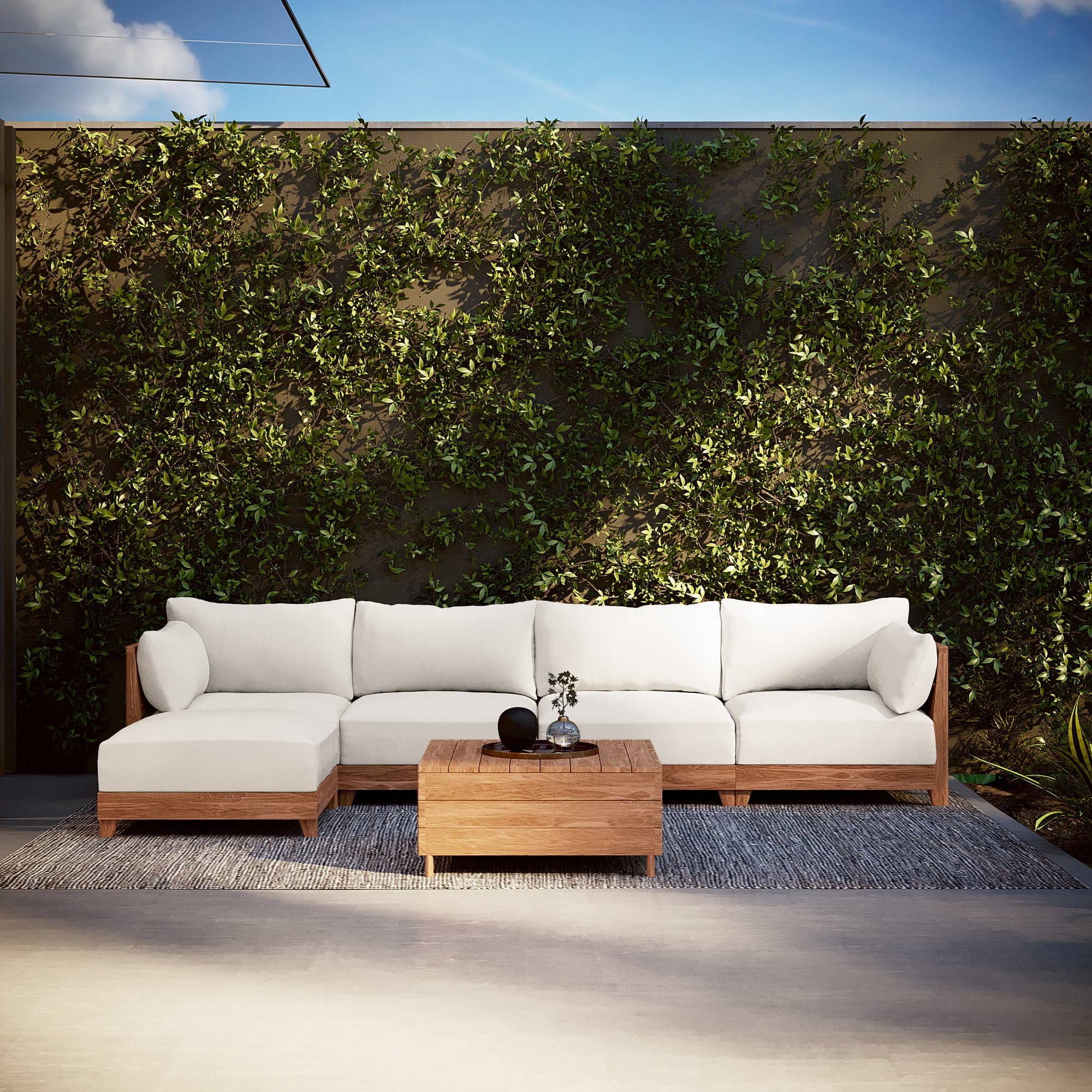 Dwell™ Modular Teak Outdoor Sofa Sectional Classic Canvas in