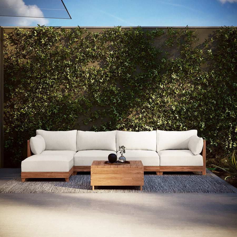 Dwell™ Modular Teak Outdoor Sofa Sectional | Classic Canvas in Cloud