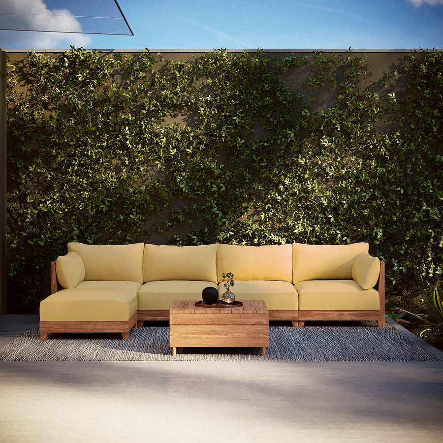 Dwell™ Modular Teak Outdoor Sofa Sectional | Classic Canvas in Sun
