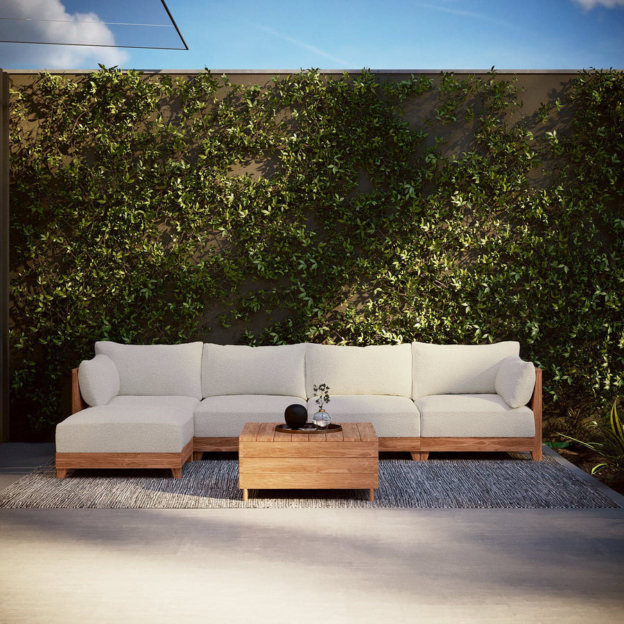 Modular Teak Outdoor Sofa Sectional | Alfresco Boucle in Creme