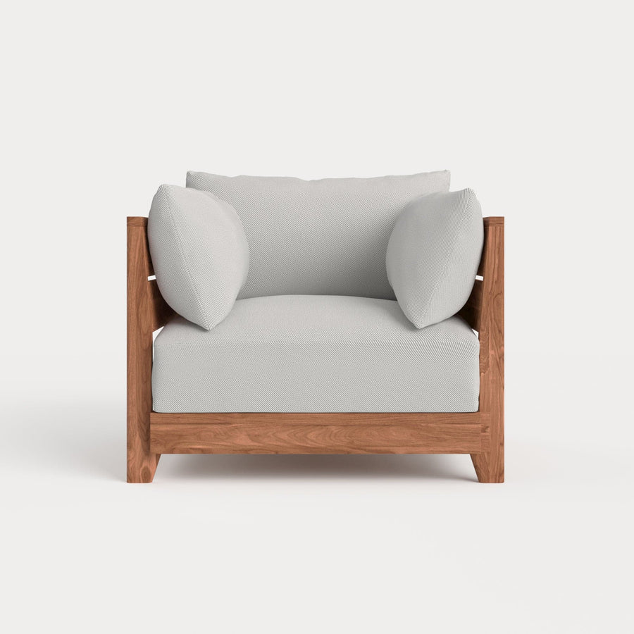 Modular Teak Outdoor Armchair | Nano Slubweave in Mist