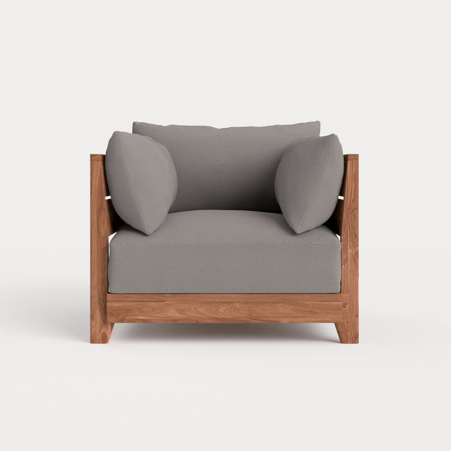Modular Teak Outdoor Armchair | Nano Slubweave in Haze Gray