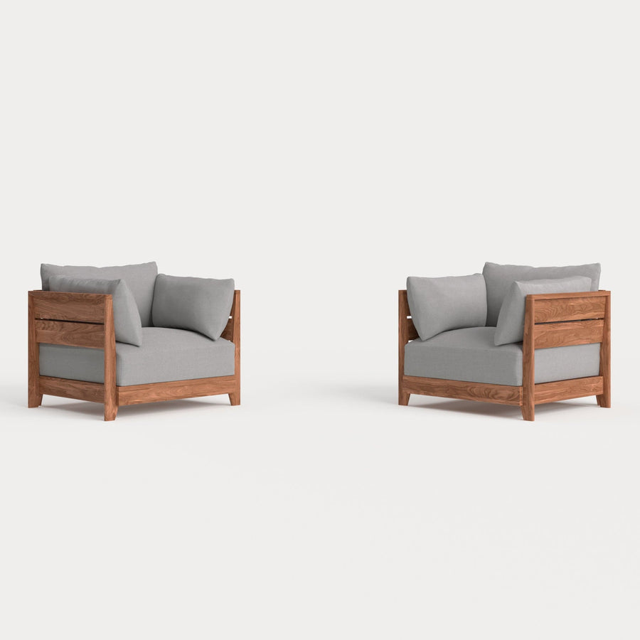 Dwell™ Modular Teak Outdoor Armchair Set | Classic Canvas in Stone Gray