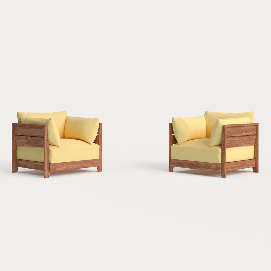 Dwell™ Modular Teak Outdoor Armchair Set | Classic Canvas in Sun