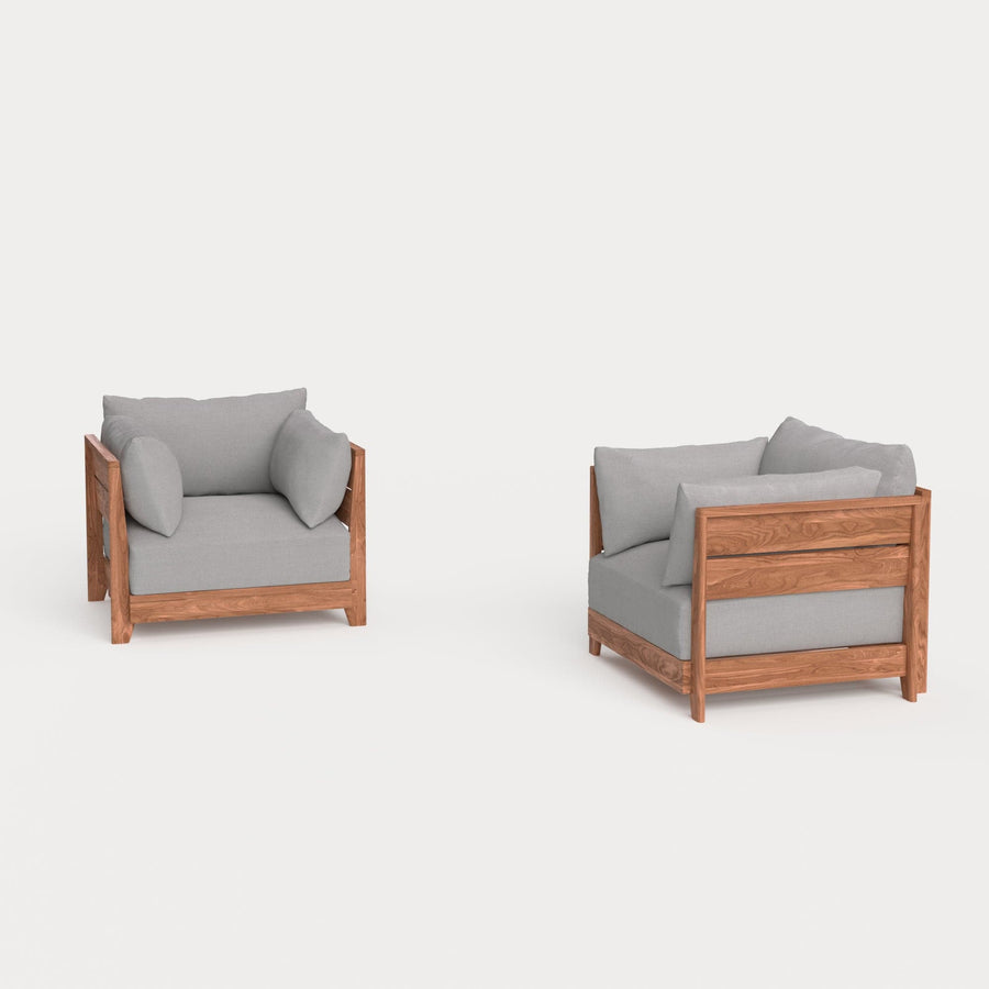 Dwell™ Modular Teak Outdoor Armchair Set | Classic Canvas in Stone Gray