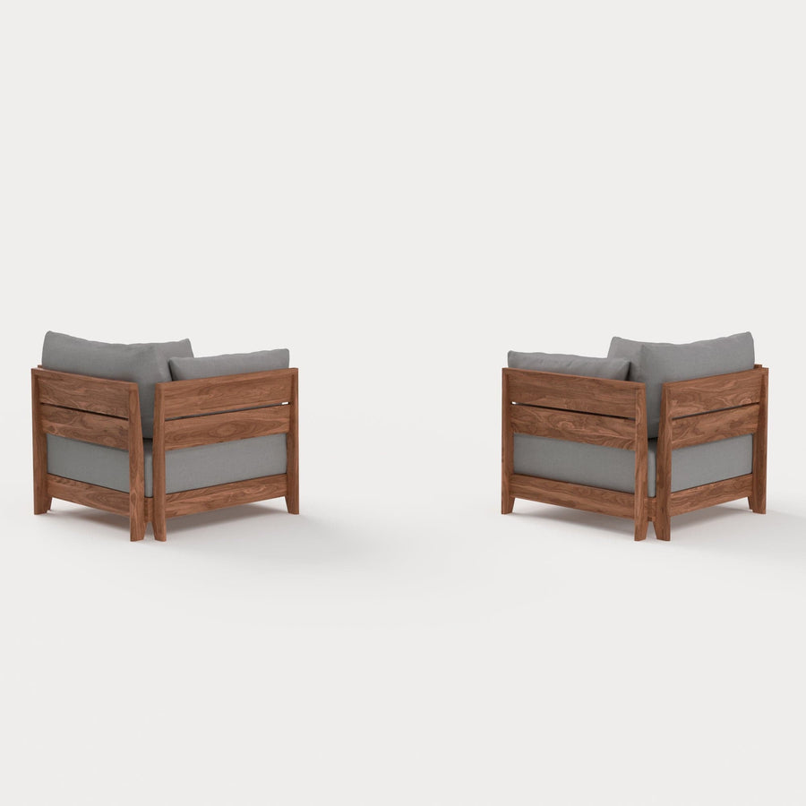 Dwell™ Modular Teak Outdoor Armchair Set | Classic Canvas in Stone Gray