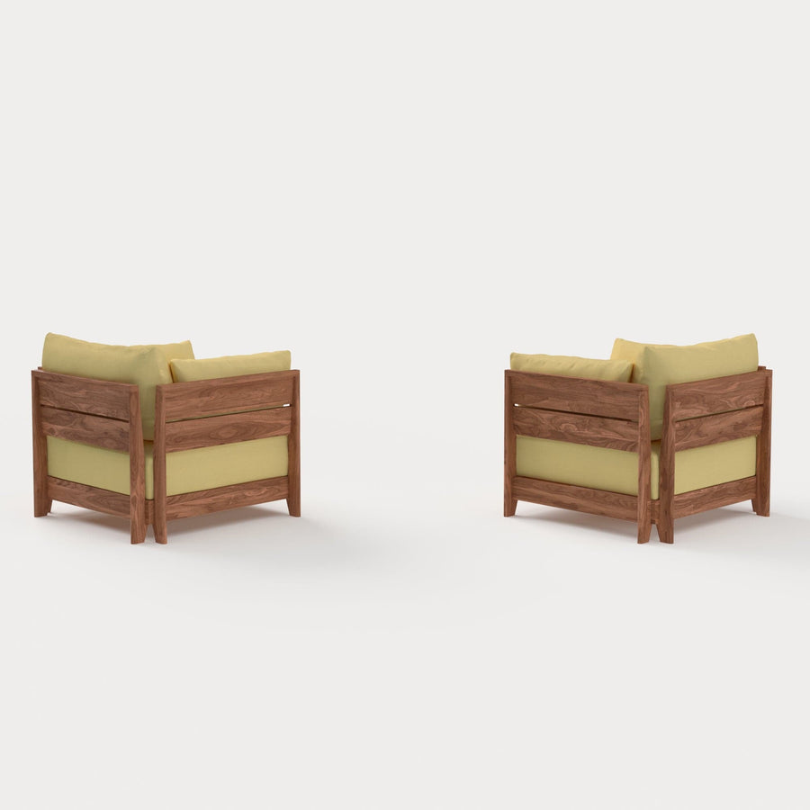 Dwell™ Modular Teak Outdoor Armchair Set | Classic Canvas in Sun