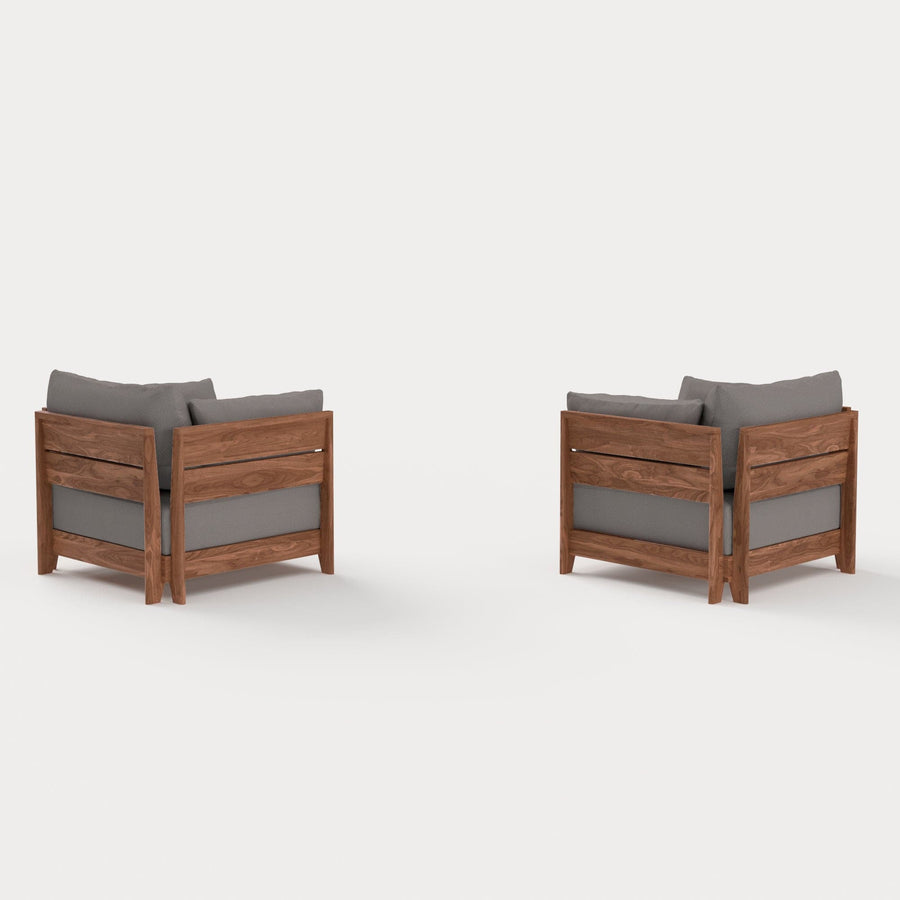 Modular Teak Outdoor Armchair Set | Nano Slubweave in Haze Gray