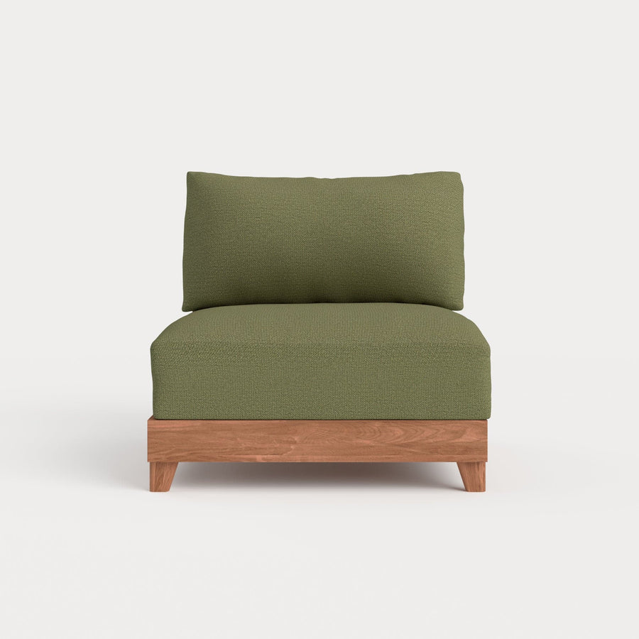 Modular Teak Outdoor Modular Unit - Armless Chair | Sun Crossweave in Olivine