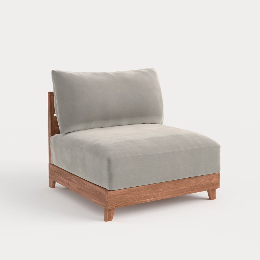 Modular Teak Outdoor Modular Unit - Armless Chair | Plush Velvet in Silk