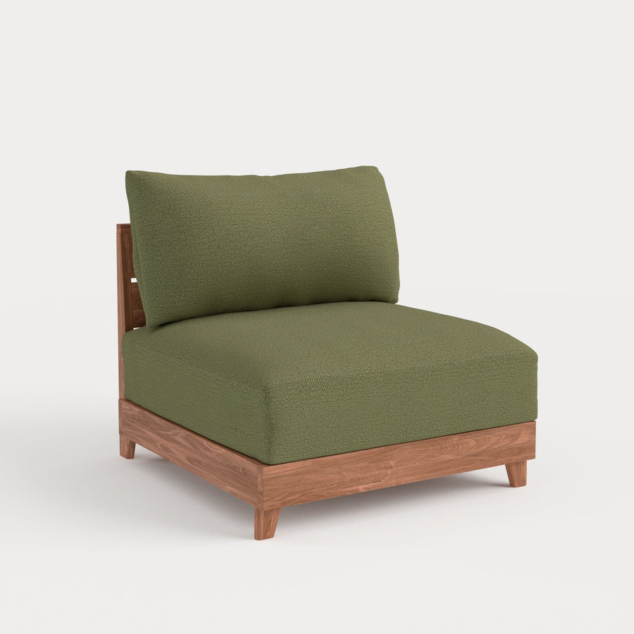 Modular Teak Outdoor Modular Unit - Armless Chair | Sun Crossweave in Olivine