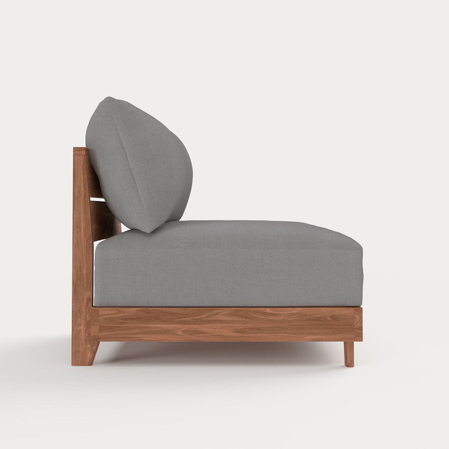Dwell™ Modular Teak Outdoor Modular Unit - Armless Chair | Classic Canvas in Stone Gray