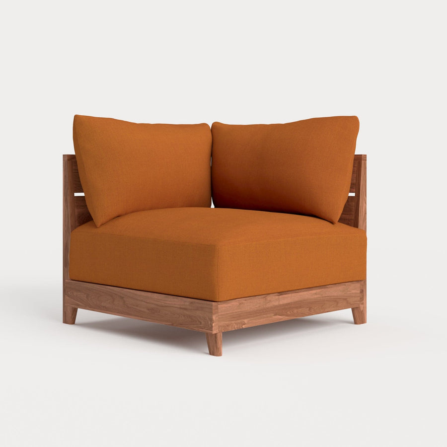 Dwell™ Modular Teak Outdoor Modular Unit - Corner Chair | Classic Canvas in Rust