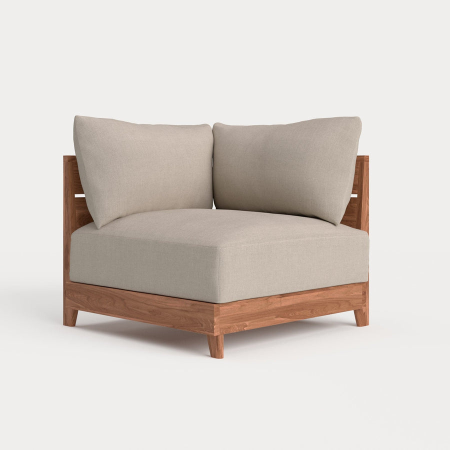 Dwell™ Modular Teak Outdoor Modular Unit - Corner Chair | Classic Canvas in Sand