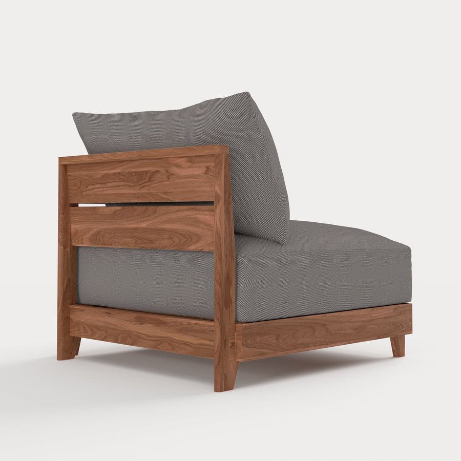 Modular Teak Outdoor Modular Unit - Corner Chair | Nano Slubweave in Haze Gray