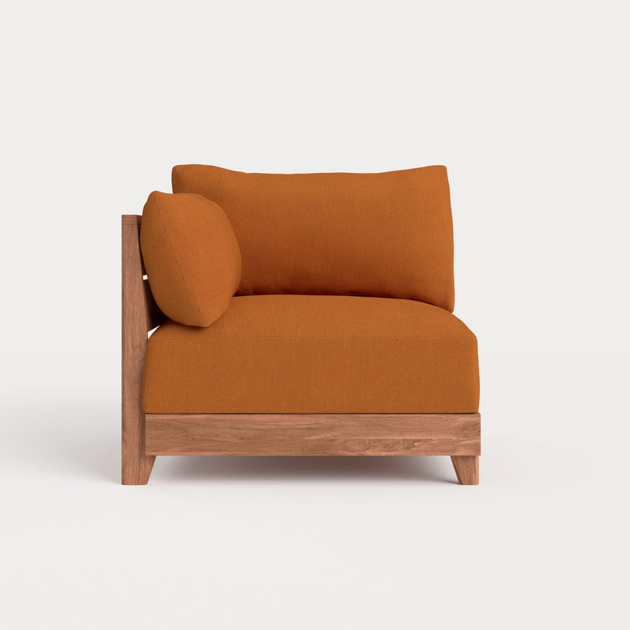 Dwell™ Modular Teak Outdoor Modular Unit - End Chair | Classic Canvas in Rust