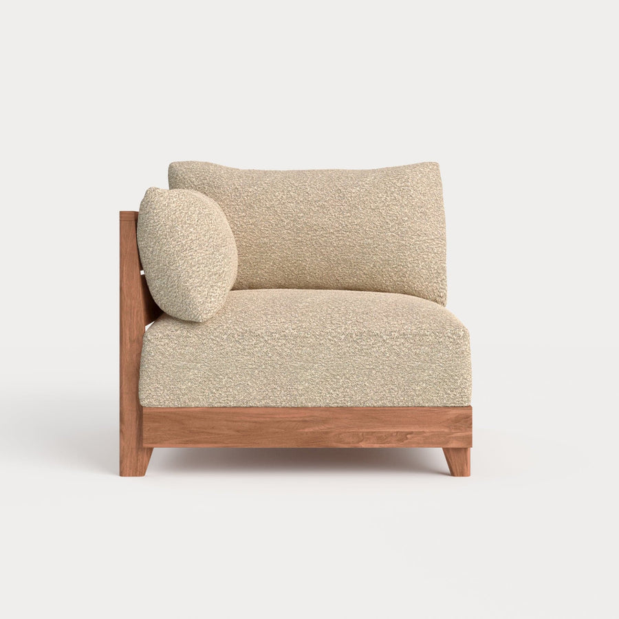 Modular Teak Outdoor Modular Unit - End Chair | Alfresco Boucle in Cashew