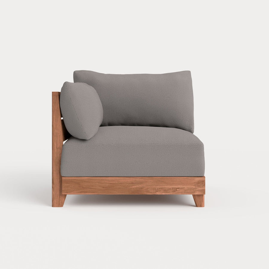 Modular Teak Outdoor Modular Unit - End Chair | Nano Slubweave in Haze Gray