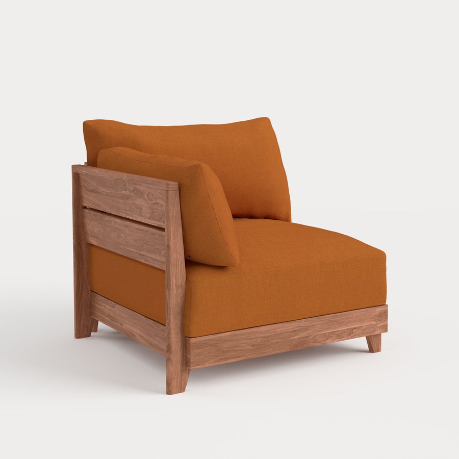 Dwell™ Modular Teak Outdoor Modular Unit - End Chair | Classic Canvas in Rust