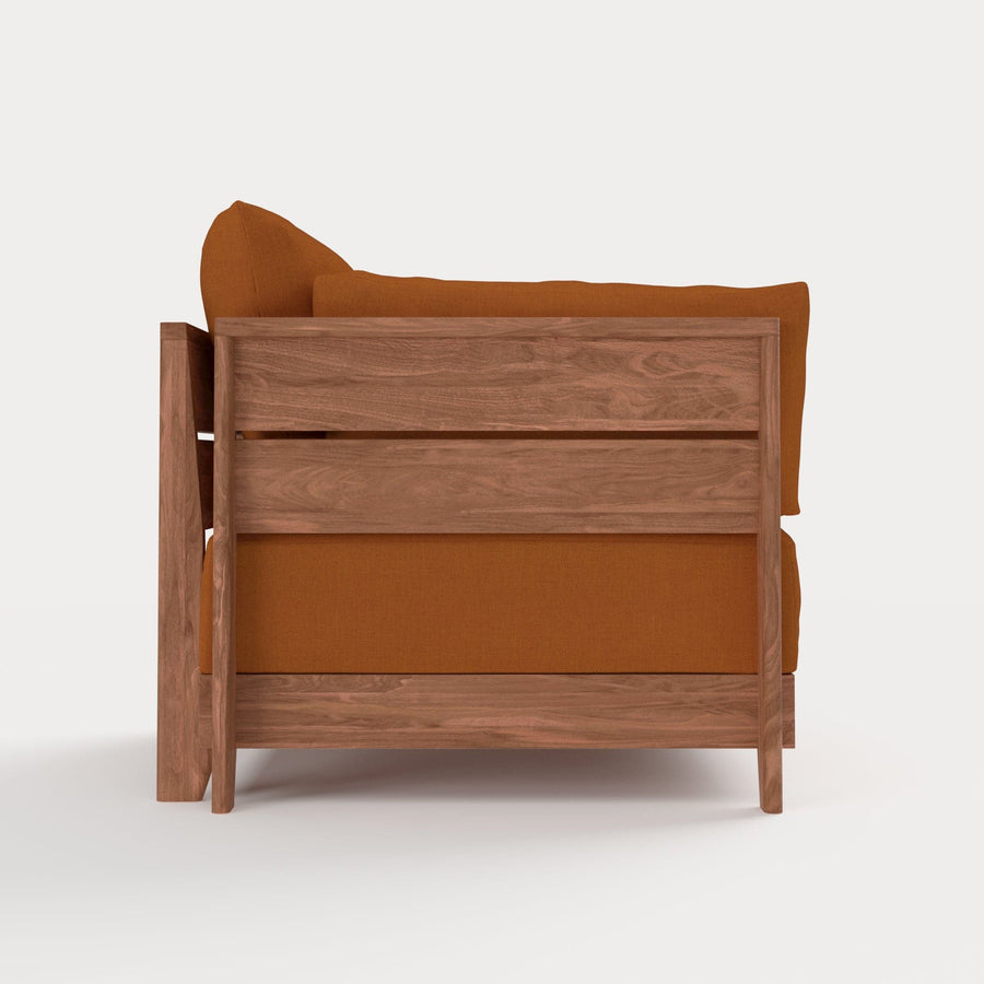 Dwell™ Modular Teak Outdoor Modular Unit - End Chair | Classic Canvas in Rust