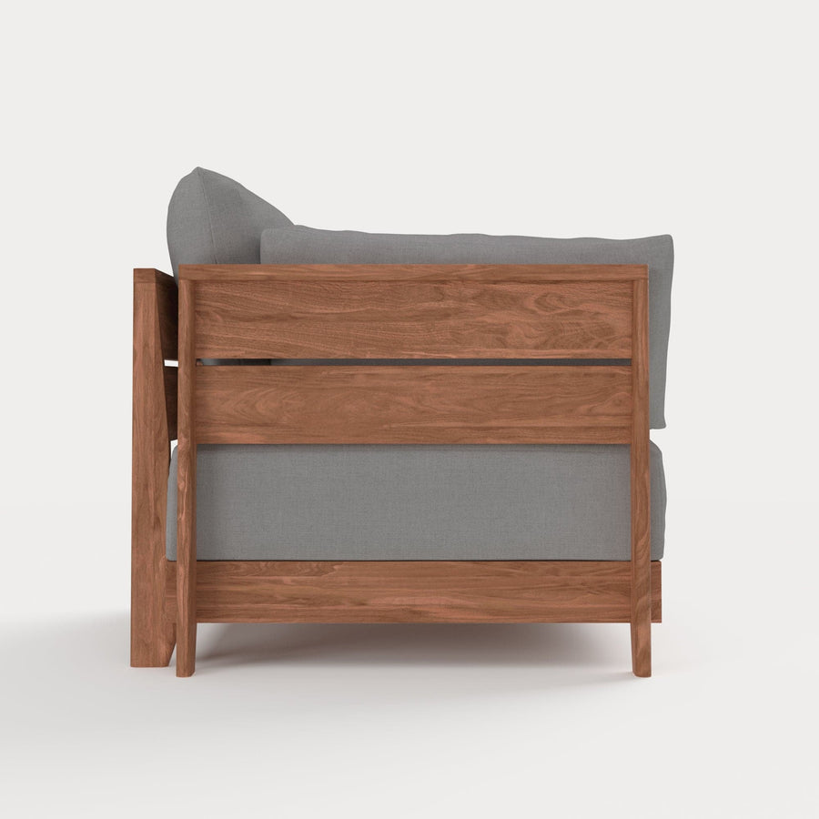 Dwell™ Modular Teak Outdoor Modular Unit - End Chair | Classic Canvas in Stone Gray