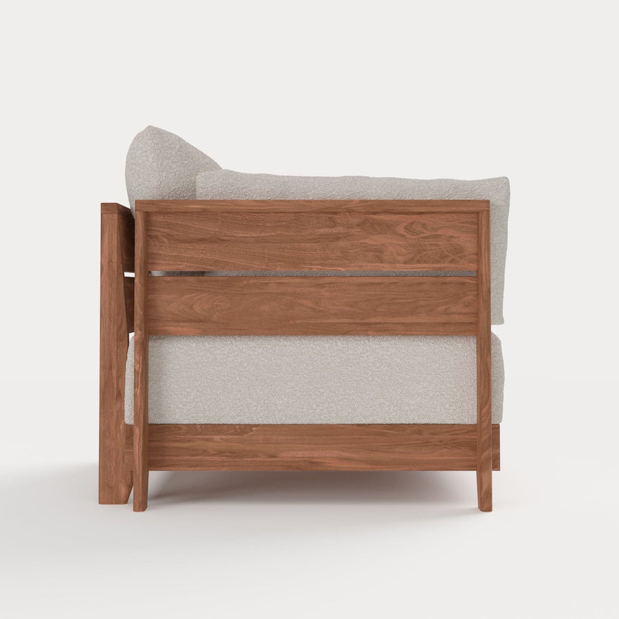 Modular Teak Outdoor Modular Unit - End Chair | Alfresco Boucle in Creme