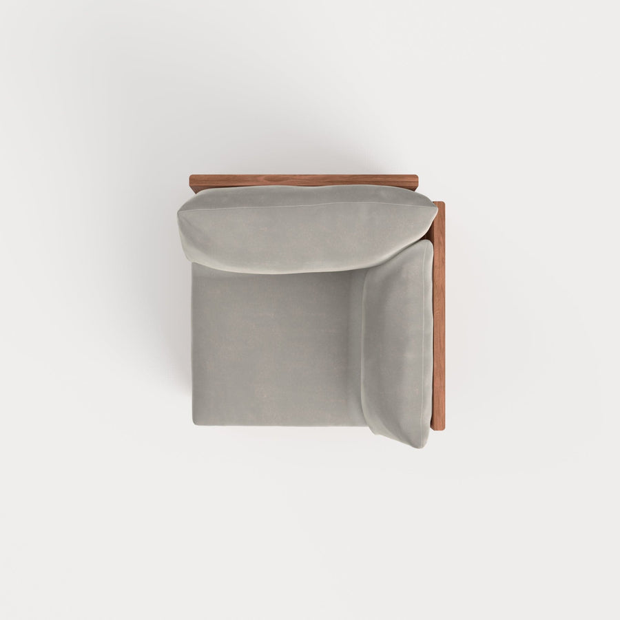 Modular Teak Outdoor Modular Unit - End Chair | Plush Velvet in Silk