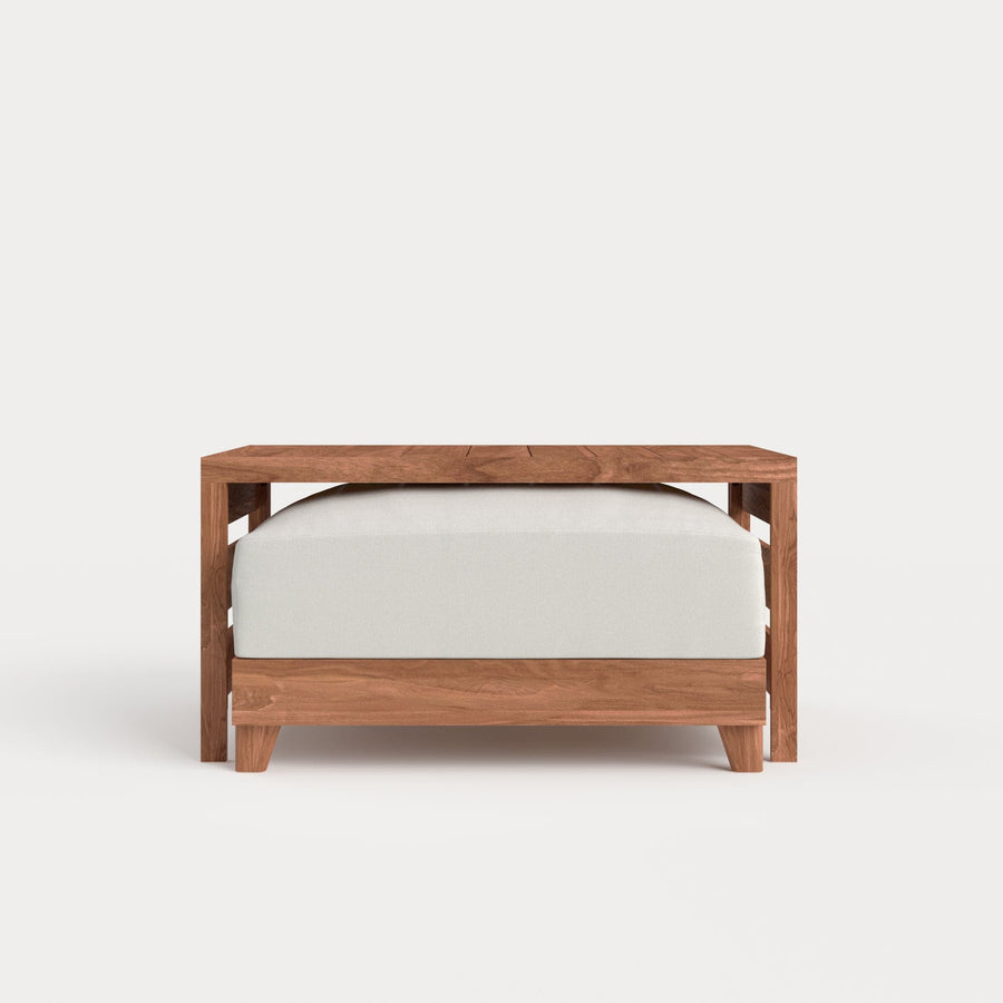 Dwell™ Modular Teak Outdoor Ottoman + Side Table | Classic Canvas in Cloud