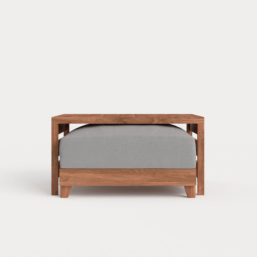 Dwell™ Modular Teak Outdoor Ottoman + Side Table | Classic Canvas in Stone Gray