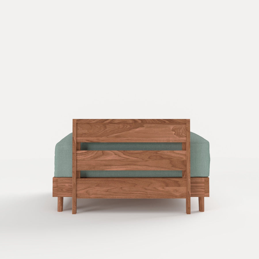 Dwell™ Modular Teak Outdoor Ottoman + Side Table | Classic Canvas in Seaglass