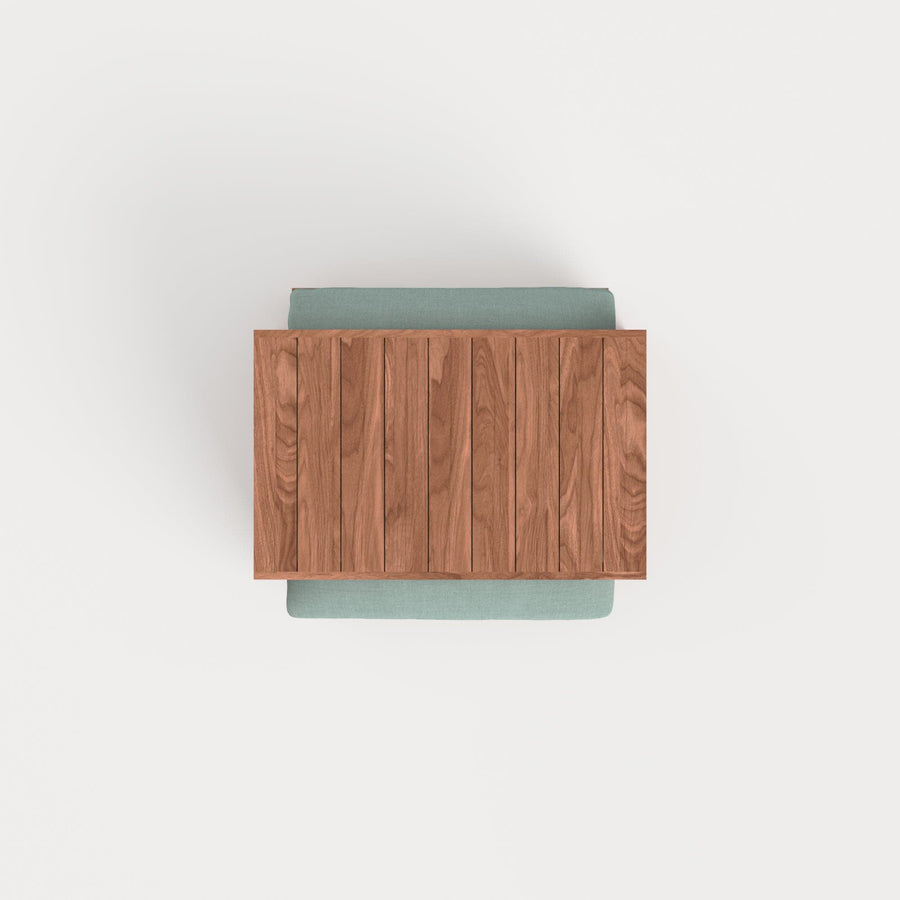 Dwell™ Modular Teak Outdoor Ottoman + Side Table | Classic Canvas in Seaglass
