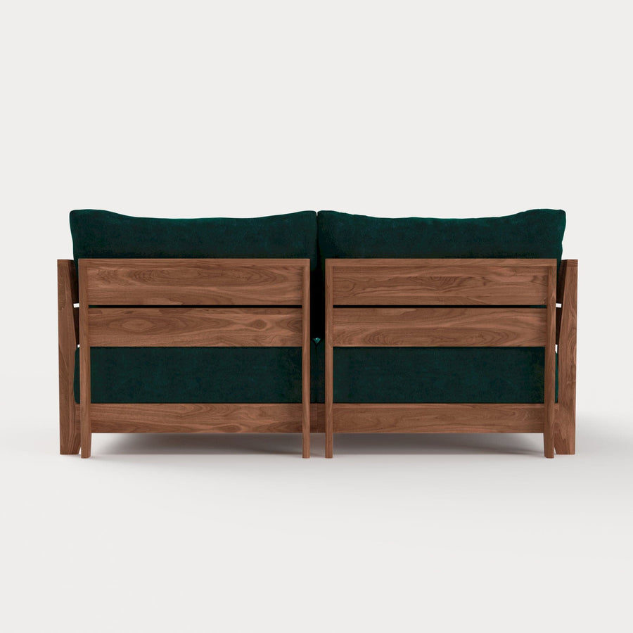 Modular Teak Outdoor Loveseat Sectional | Plush Velvet in Muzo
