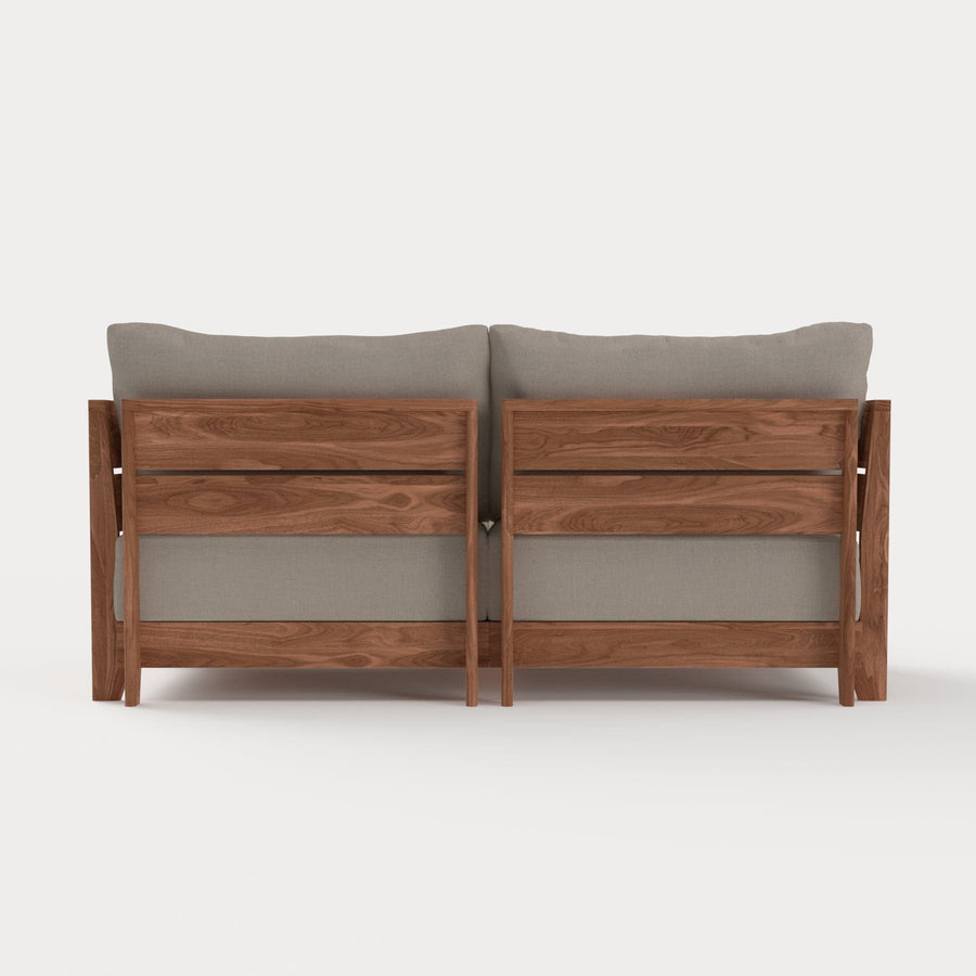Dwell™ Modular Teak Outdoor Loveseat  + Storage Coffee Table | Classic Canvas in Sand